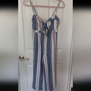💲⬇️Striped Jumpsuit with Open Bow Detail And Zip Back